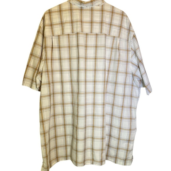 Timberland Big Men's size 3XL Cream Tan Plaid Cotton Casual Button Down Shirt - Picture 5 of 5